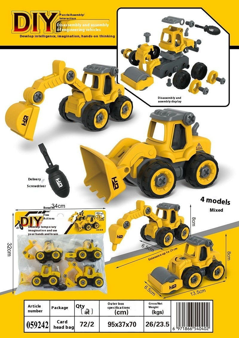 Disassembly And Assembly 4 In One Deformation Scene Engineering Vehicle Sliding Track Crane Excavator Toy - My Store