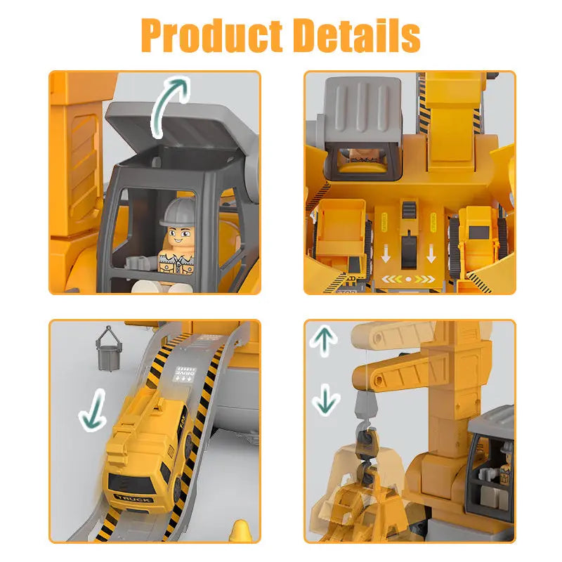 Disassembly And Assembly 4 In One Deformation Scene Engineering Vehicle Sliding Track Crane Excavator Toy - My Store