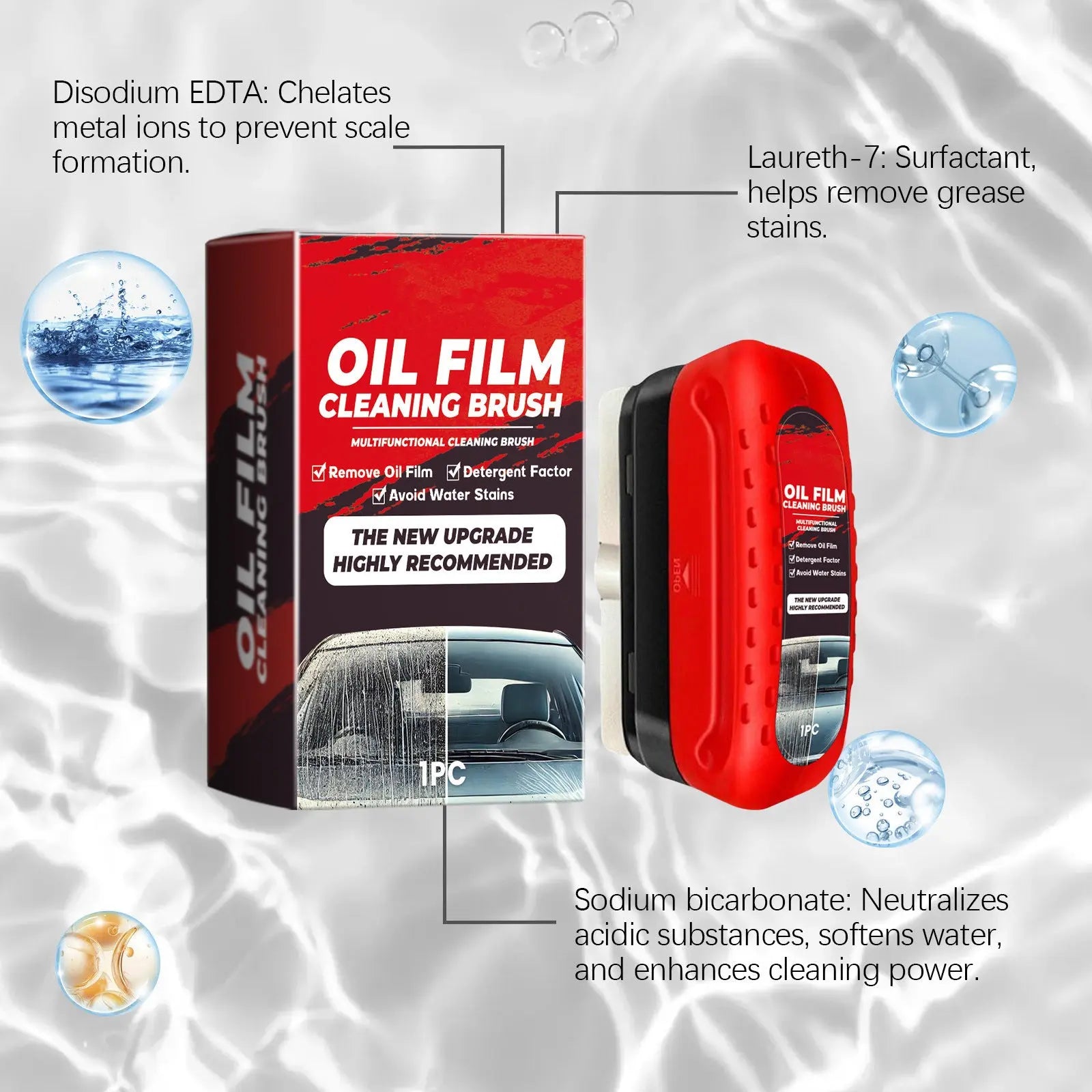 Automotive Oil Film Cleaning Brush, Windshield Cleaner Tool, All In One Wipe On Oil Film Remover, Car Glass Oil Film Cleaner With Reusable Foam Sprayer - My Store