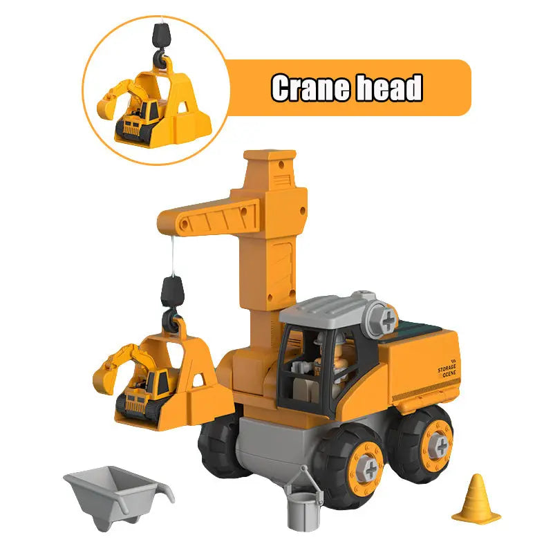 Disassembly And Assembly 4 In One Deformation Scene Engineering Vehicle Sliding Track Crane Excavator Toy - My Store