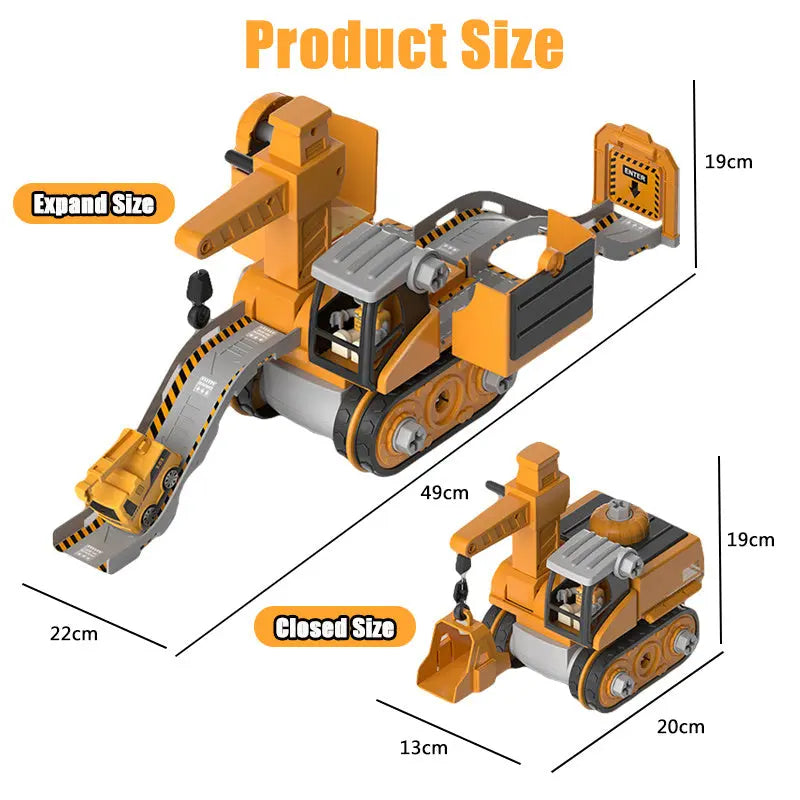 Disassembly And Assembly 4 In One Deformation Scene Engineering Vehicle Sliding Track Crane Excavator Toy - My Store